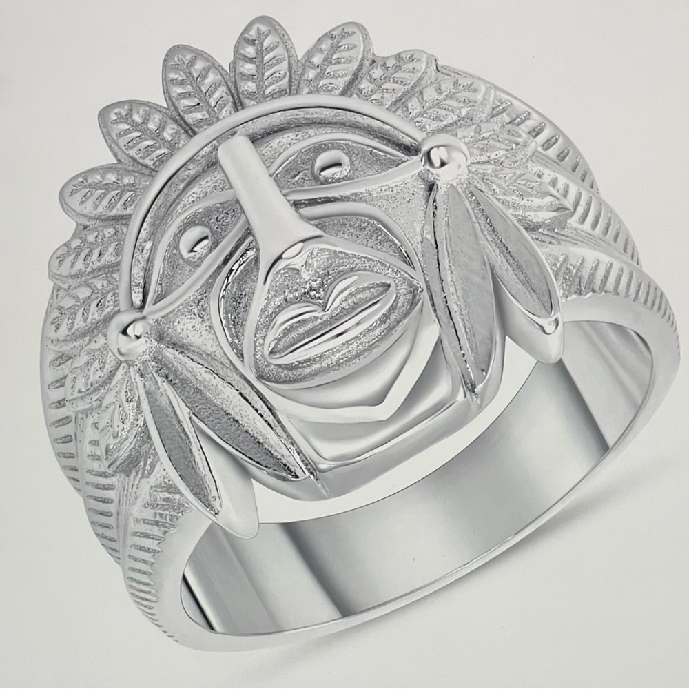 Solid 925 Silver Abstract Size 10 Mens Ring - image 1